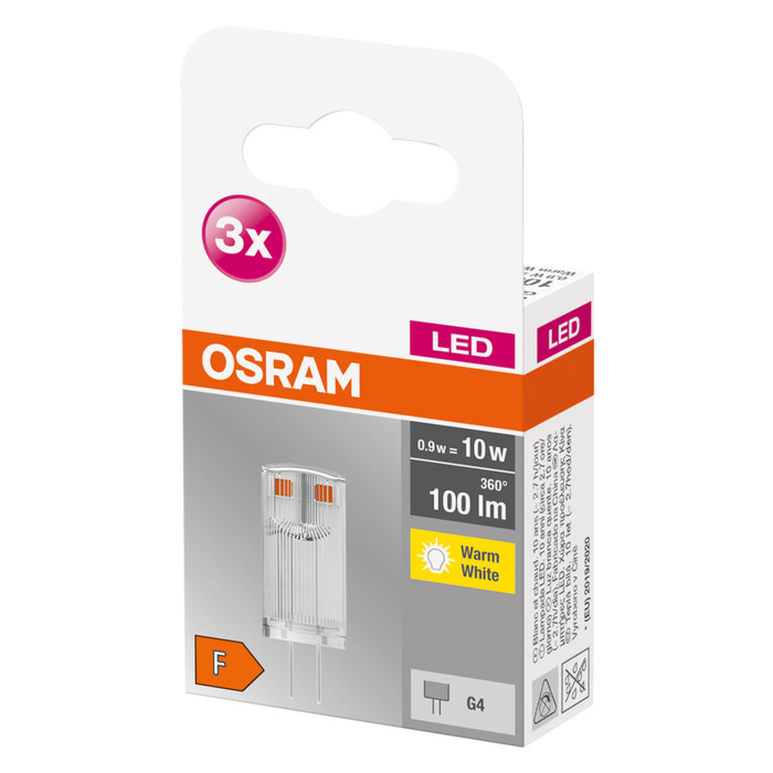 Stiftlampa LED 0,9W G4 3-pack Osram